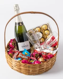 Cesta de Chocolates com Champagne