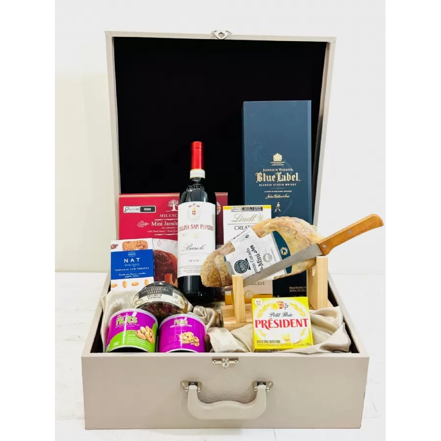 Cesta Premium: Presente Corporativo de Luxo com Whisky Blue Label